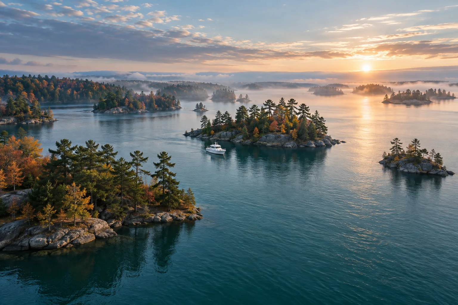Îles boisées et eaux du fleuve Saint-Laurent