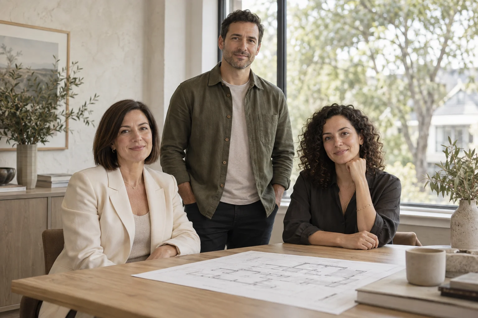 The Rive team: Camille, Julien and Léa in their light-filled neighbourhood office